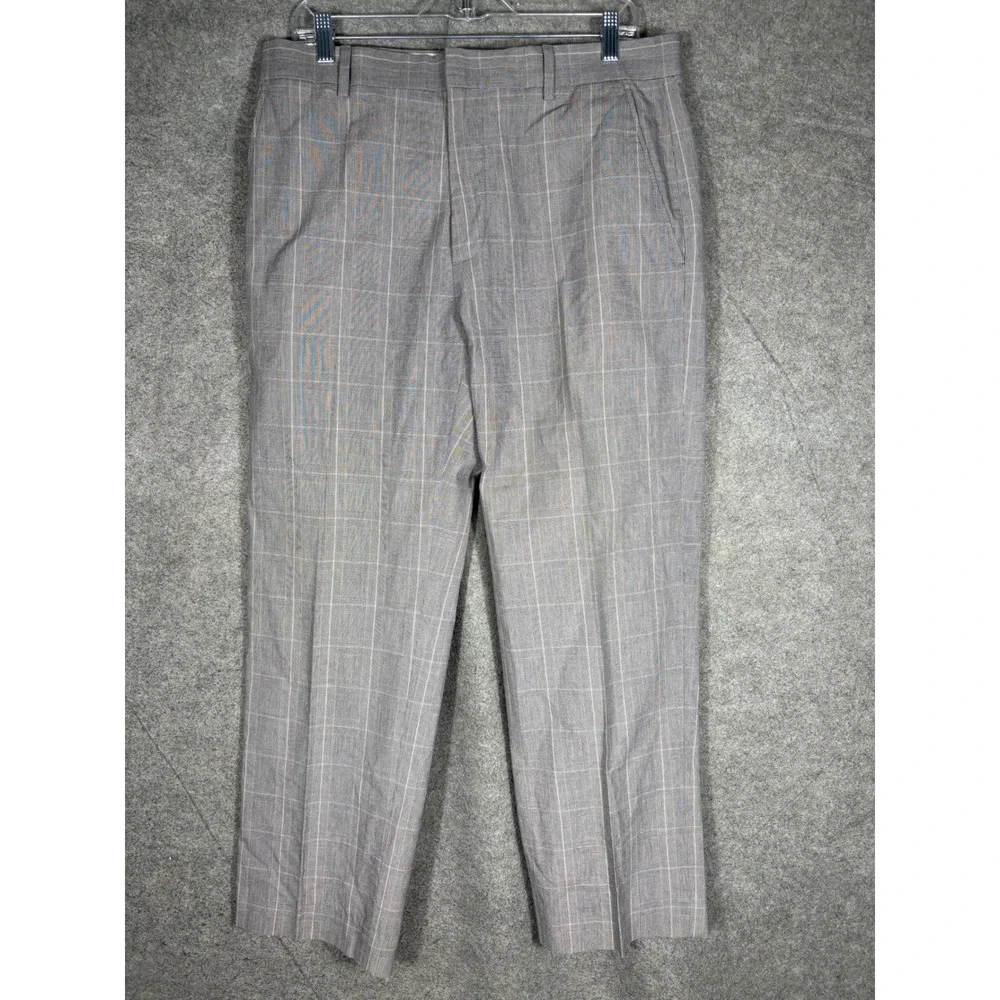 Banana Republic Modern Fit Mens 34x30 Gray Plaid Cotton‎ Dress Pants 632363-01